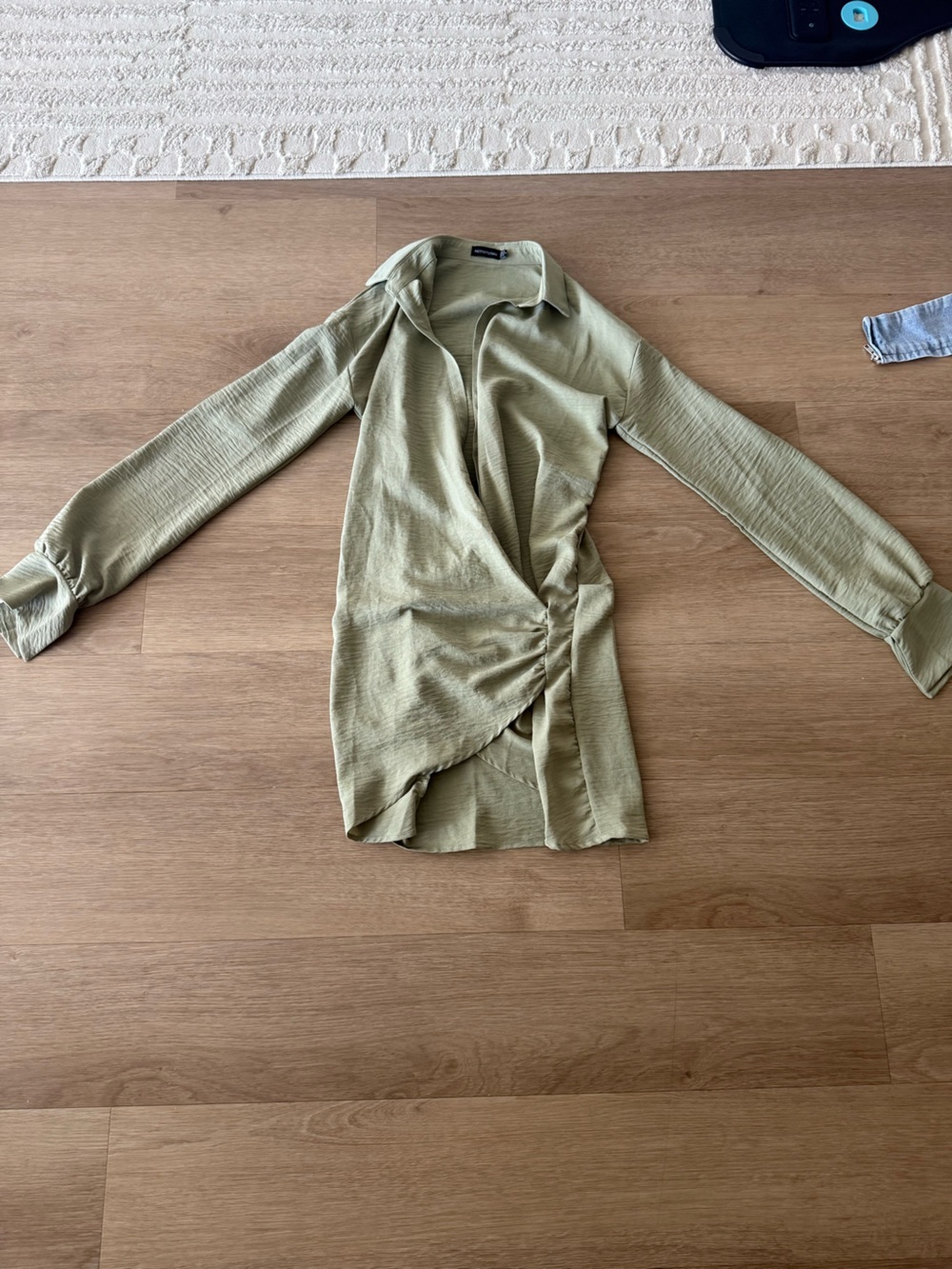 PrettyLittleThing Olive Green Wrap Mini Dress